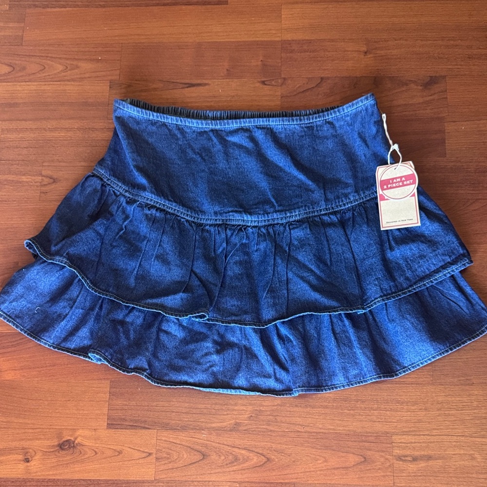 Denim Ruffle Skirt